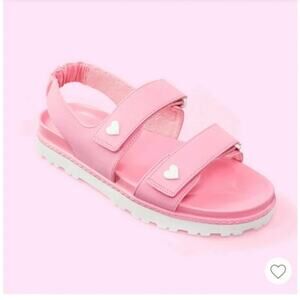 Stoney Clover Lane Pink and White Sandals with Pearl Accents